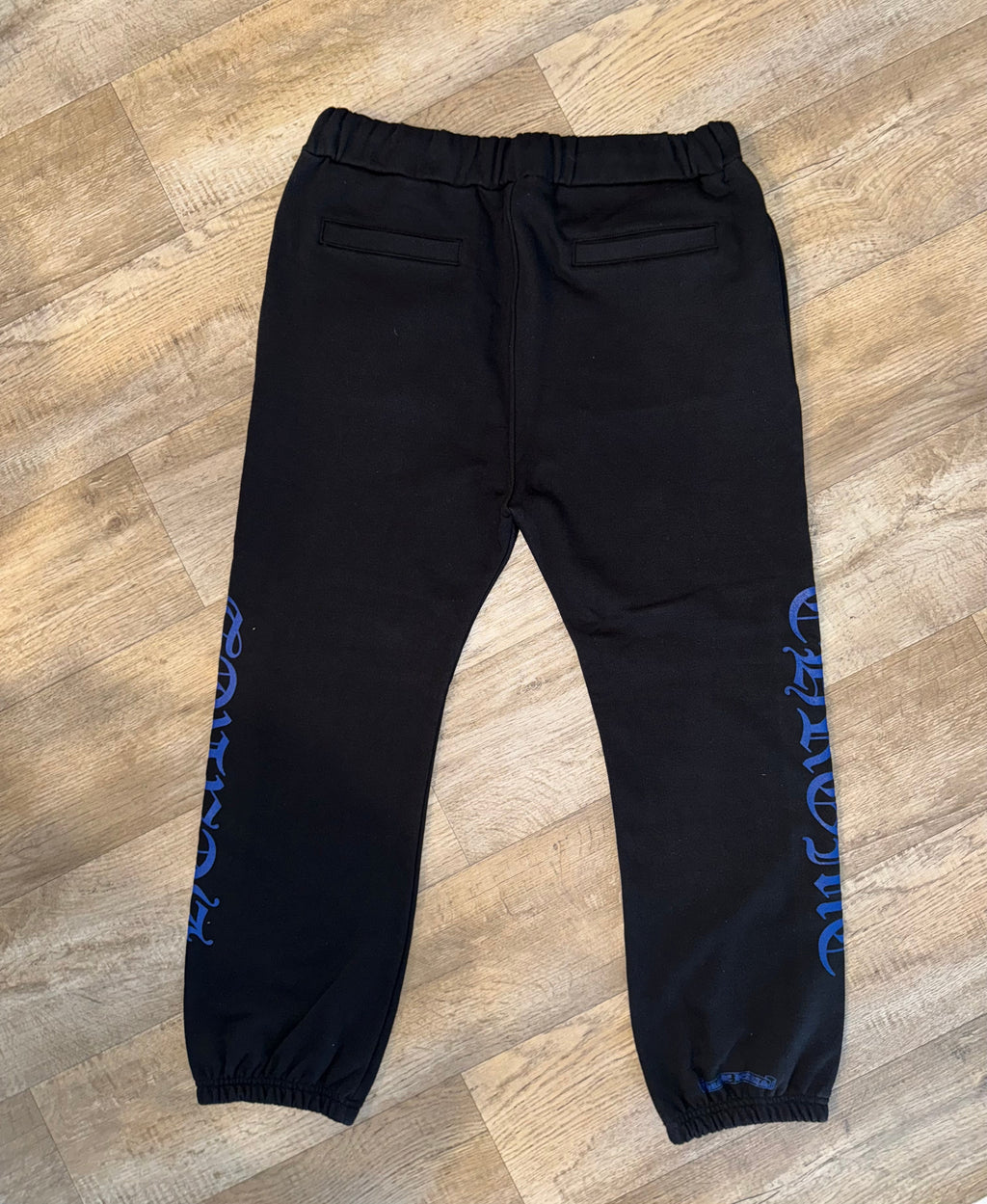 BLACK & BLUE CHROME HEARTS LOGO JOGGERS