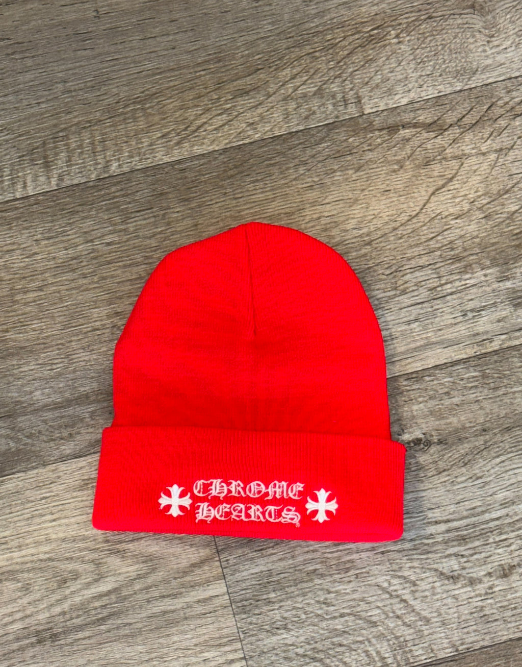 RED CHROME HEARTS BEANIE