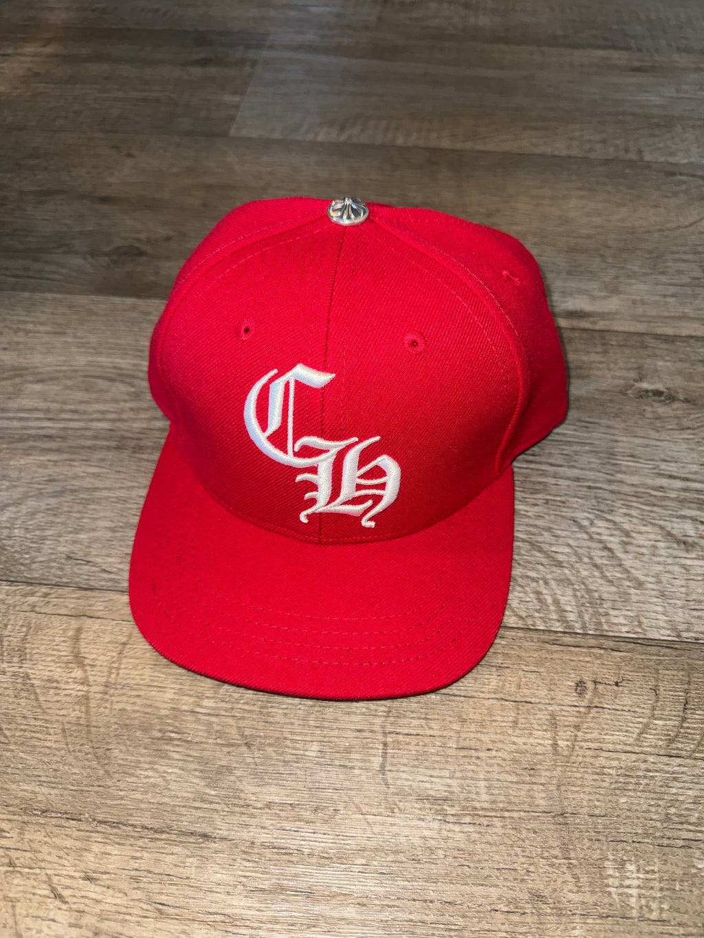 RED CHROME HEARTS LOGO HAT
