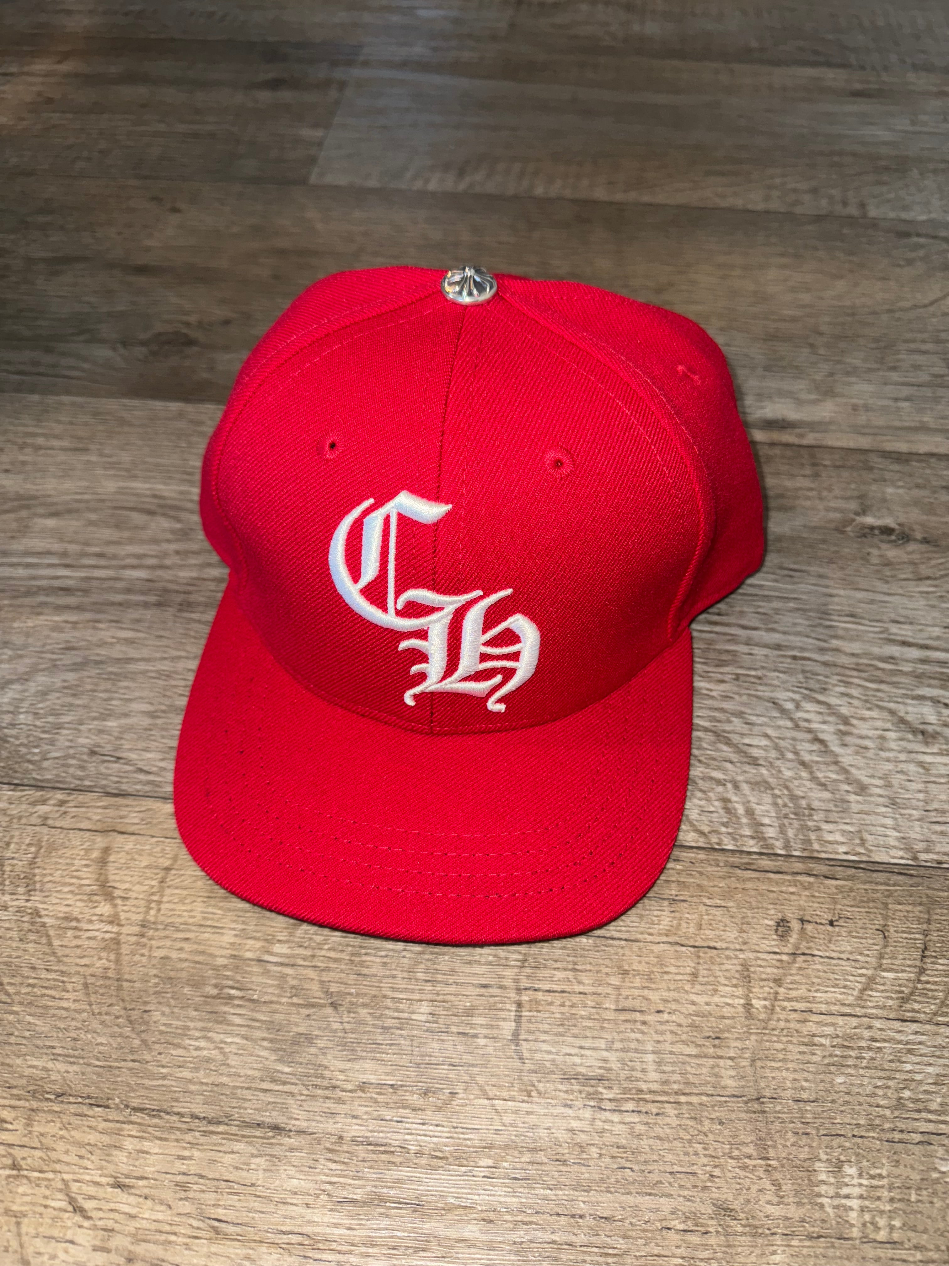 RED CHROME HEARTS LOGO HAT