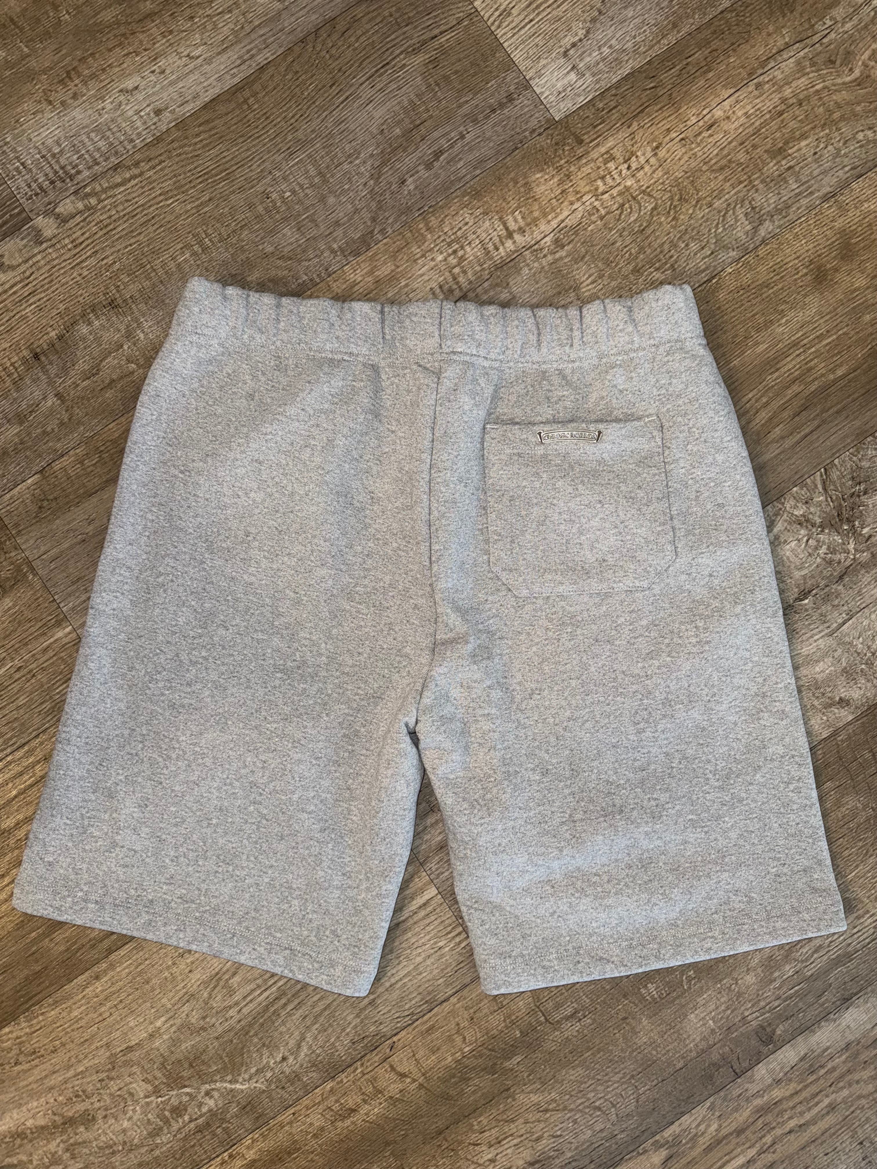 CHROME HEARTS GREY SHORTS WITH BLACK CROSSES