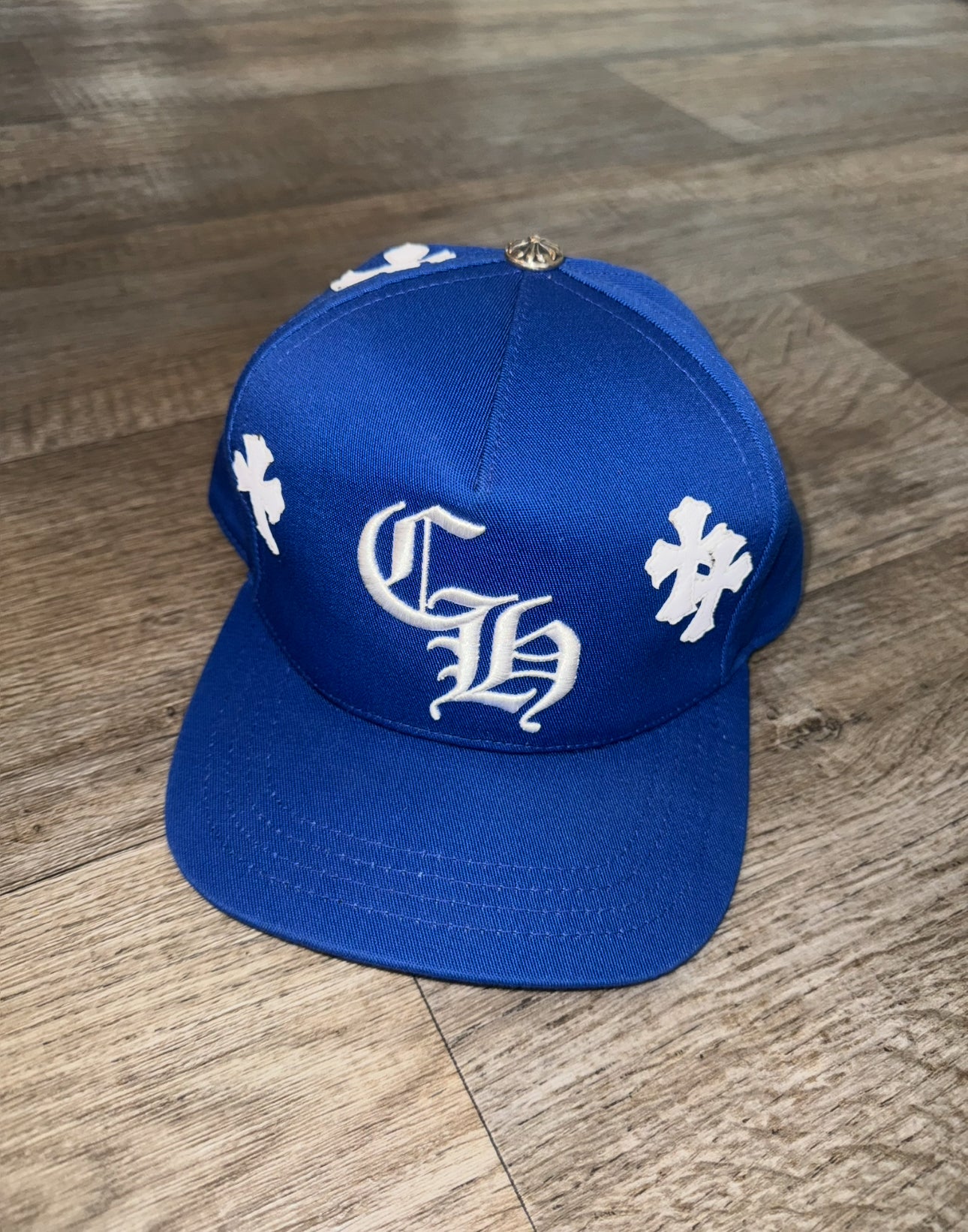 CHROME HEARTS BLUE/WHITE EXCLUSIVE CROSS LOGO HAT
