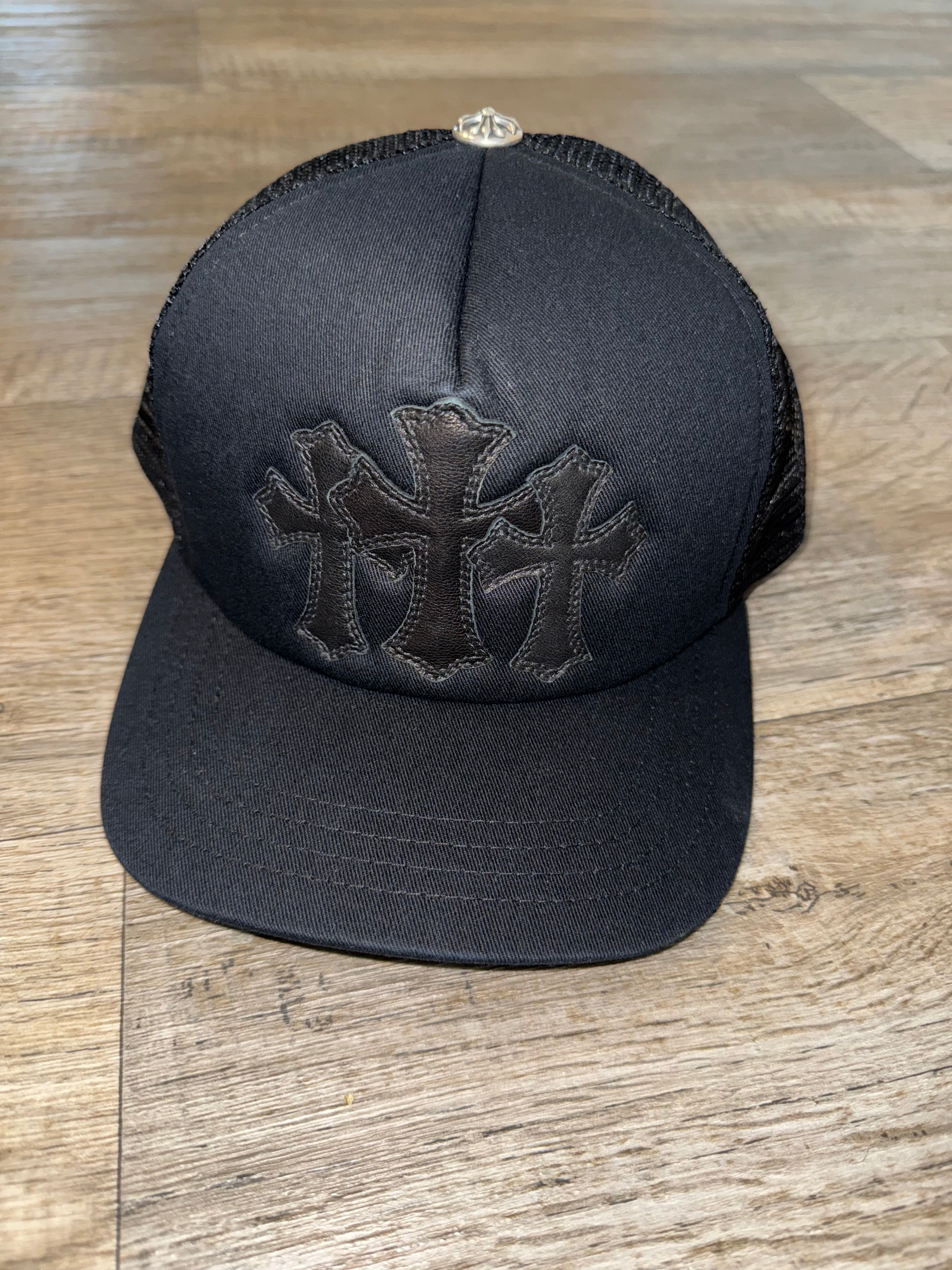 BLACK CHROME HEARTS TRIPLE CROSS HAT